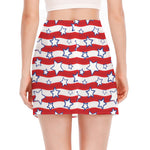 Fourth of July USA Star Pattern Print Side Slit Mini Skirt
