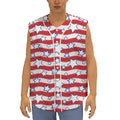 Fourth of July USA Star Pattern Print Sleeveless Baseball Jersey