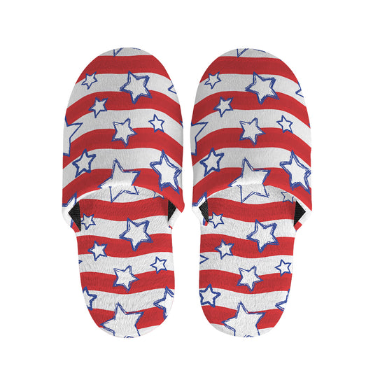 Fourth of July USA Star Pattern Print Slippers