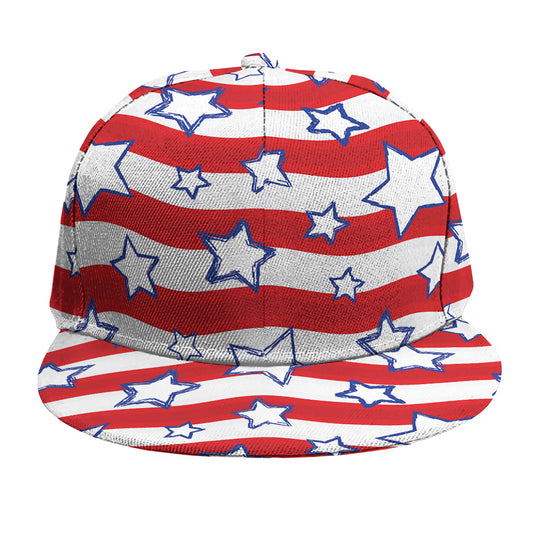 Fourth of July USA Star Pattern Print Snapback Cap