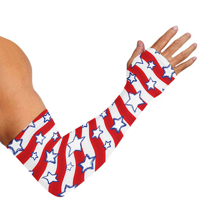 Fourth of July USA Star Pattern Print Sun Protection Arm Sleeves