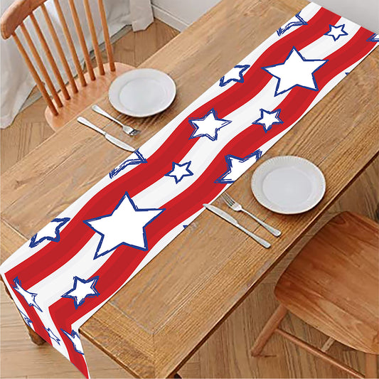Fourth of July USA Star Pattern Print Table Runner