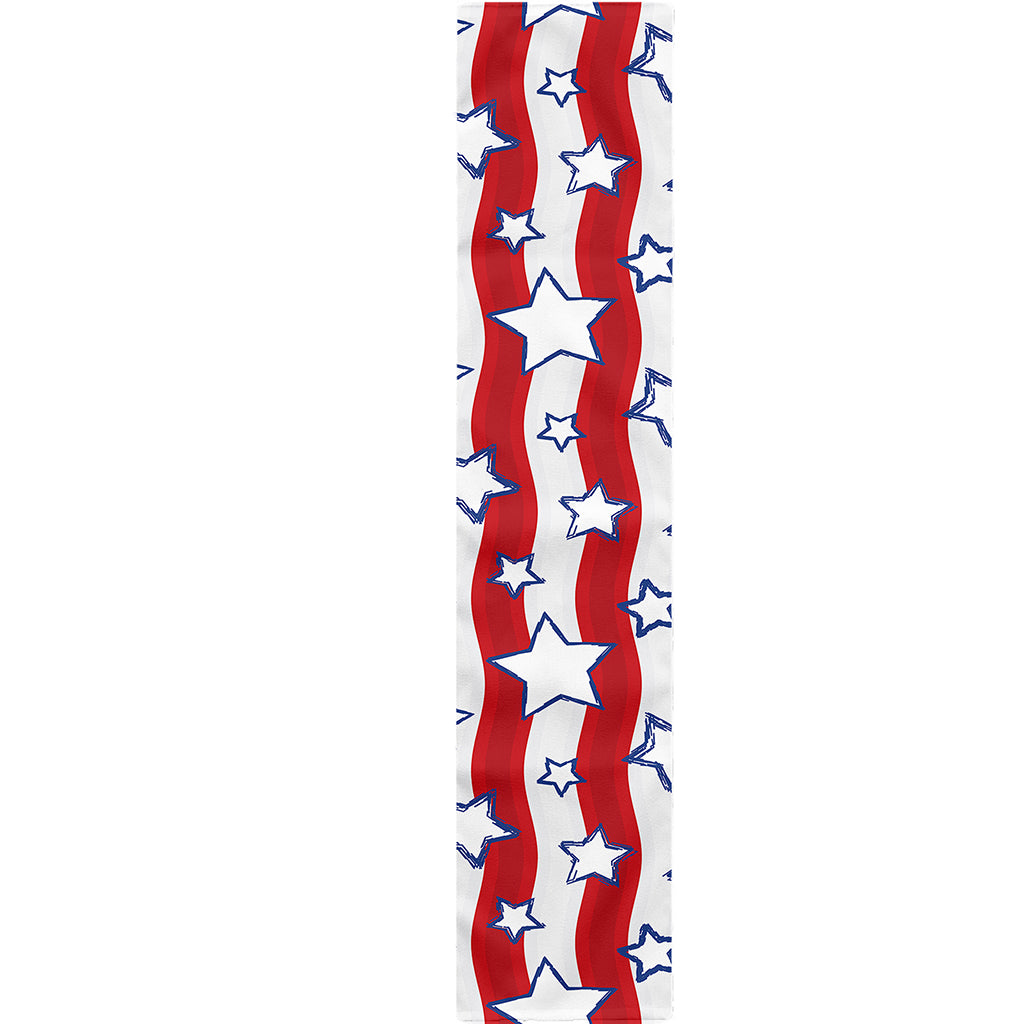 Fourth of July USA Star Pattern Print Table Runner
