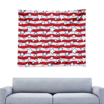 Fourth of July USA Star Pattern Print Tapestry
