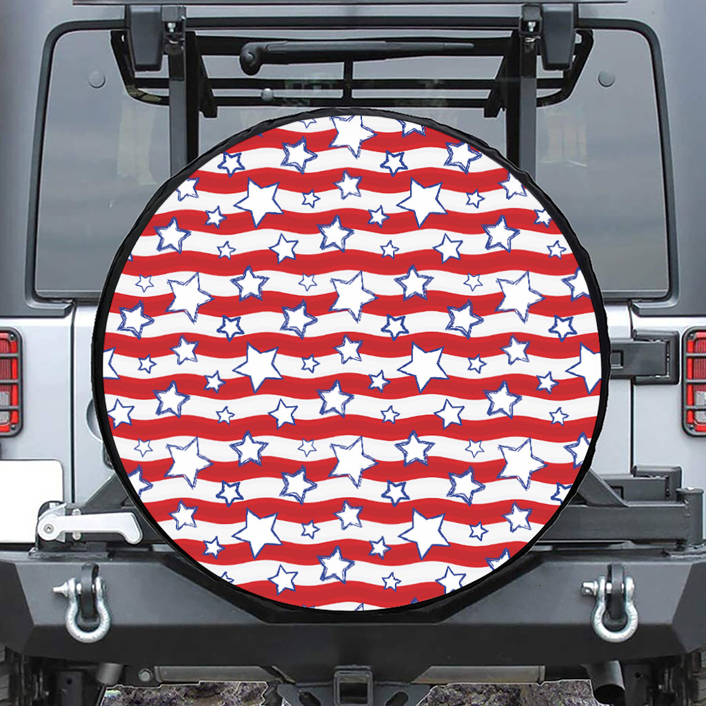 Fourth of July USA Star Pattern Print Tire Cover