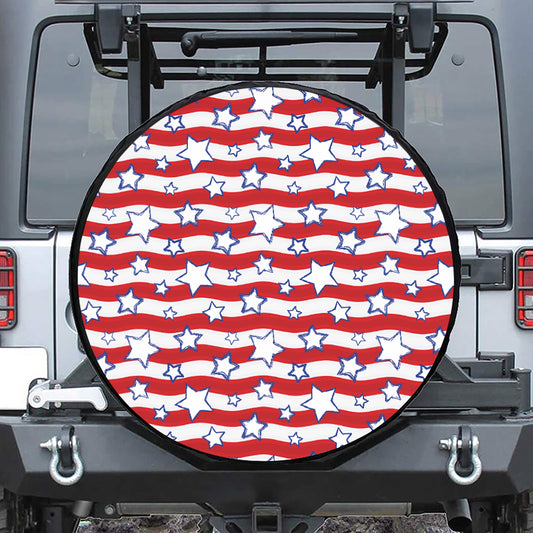 Fourth of July USA Star Pattern Print Tire Cover