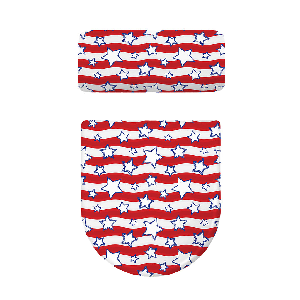 Fourth of July USA Star Pattern Print Toilet Lid And Tank Cover Set