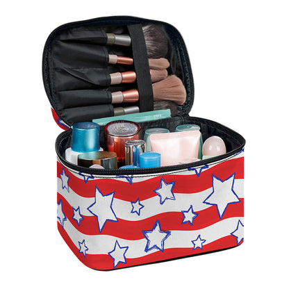 Fourth of July USA Star Pattern Print Travel Makeup Bag