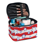 Fourth of July USA Star Pattern Print Travel Makeup Bag