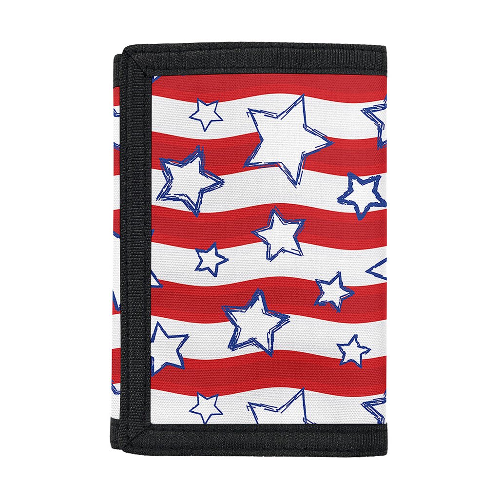 Fourth of July USA Star Pattern Print Trifold Wallet