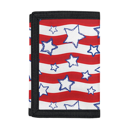 Fourth of July USA Star Pattern Print Trifold Wallet