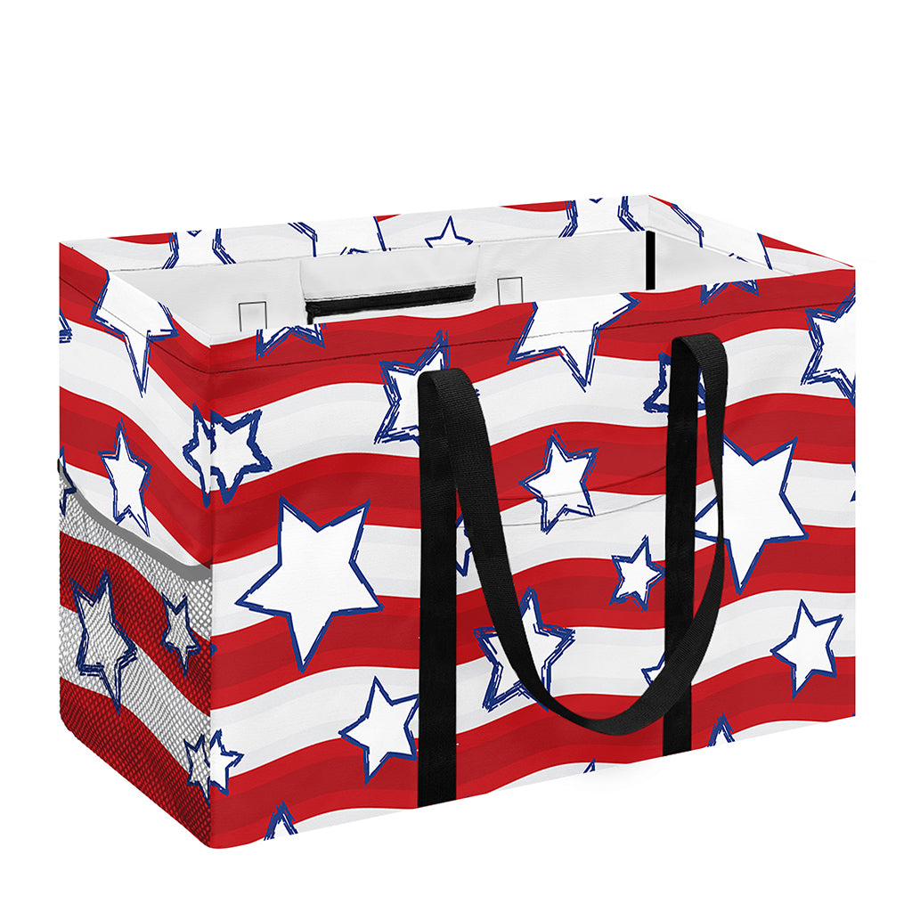 Fourth of July USA Star Pattern Print Utility Tote Bag