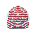 Fourth of July USA Star Pattern Print White Mesh Trucker Hat