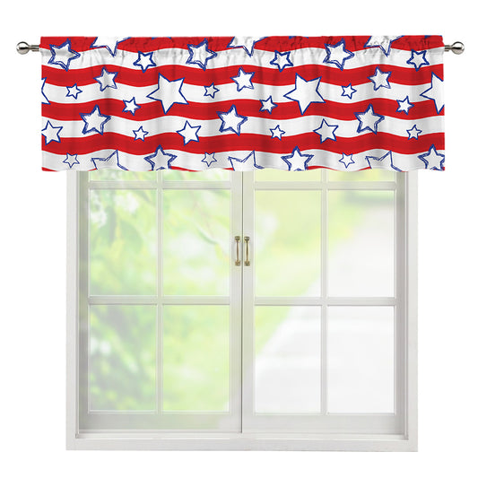 Fourth of July USA Star Pattern Print Window Valance