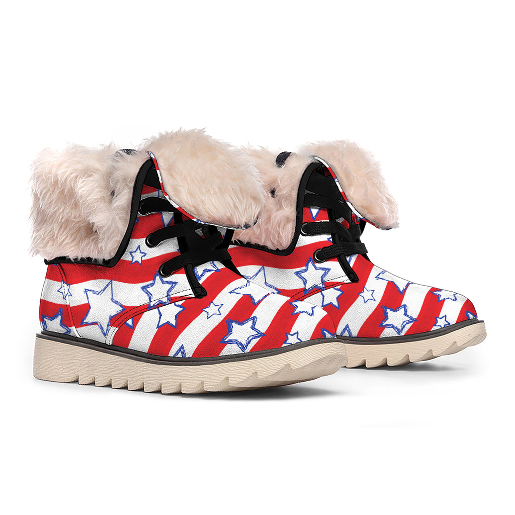 Fourth of July USA Star Pattern Print Winter Boots