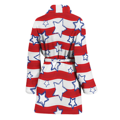 Fourth of July USA Star Pattern Print Women's Bathrobe