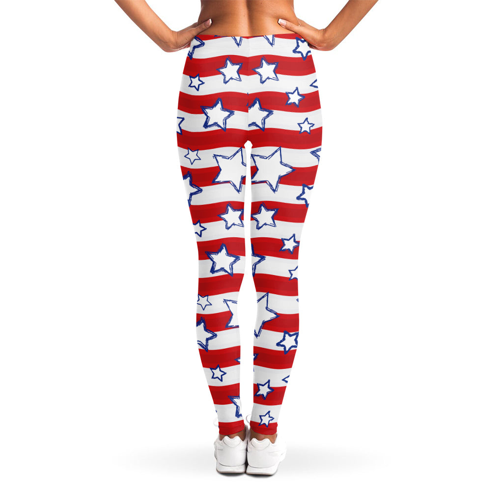 Fourth of July USA Star Pattern Print Women's Leggings