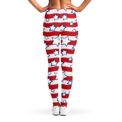 Fourth of July USA Star Pattern Print Women's Leggings