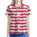 Fourth of July USA Star Pattern Print Women's Polo Shirt