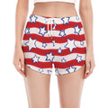 Fourth of July USA Star Pattern Print Women's Split Running Shorts