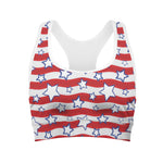 Fourth of July USA Star Pattern Print Women's Sports Bra