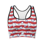 Fourth of July USA Star Pattern Print Women's Sports Bra