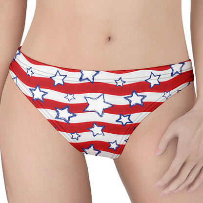 Fourth of July USA Star Pattern Print Women's Thong