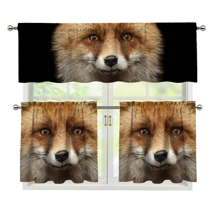 Fox Portrait Print 3 Piece Kitchen Curtains