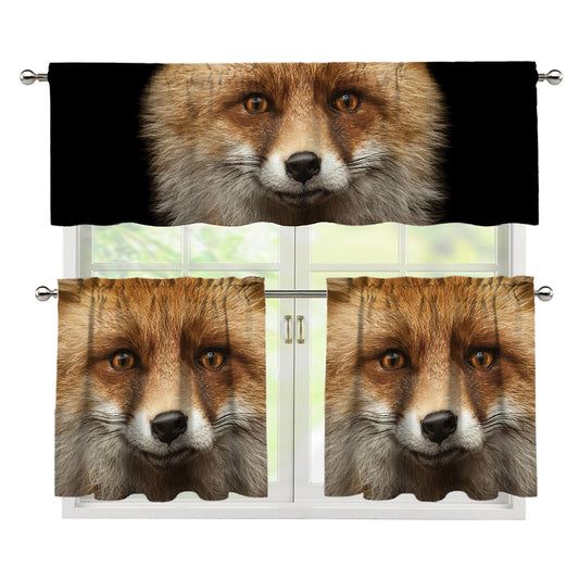 Fox Portrait Print 3 Piece Kitchen Curtains
