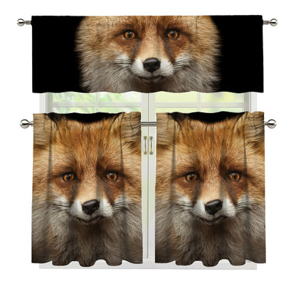 Fox Portrait Print 3 Piece Kitchen Curtains