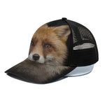 Fox Portrait Print Black Mesh Trucker Cap