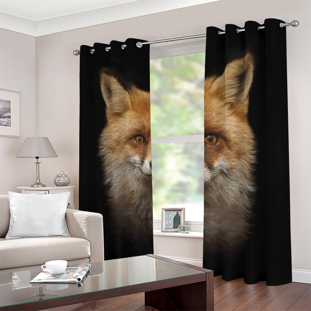 Fox Portrait Print Blackout Grommet Curtains