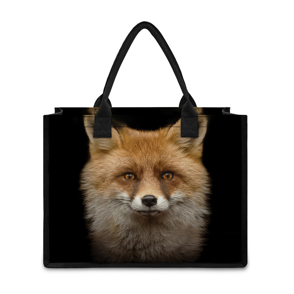 Fox Portrait Print Canvas Tote Bag