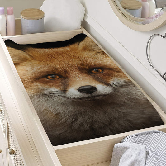 Fox Portrait Print Changing Pad Cover