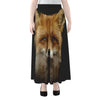 Fox Portrait Print Chiffon Maxi Skirt