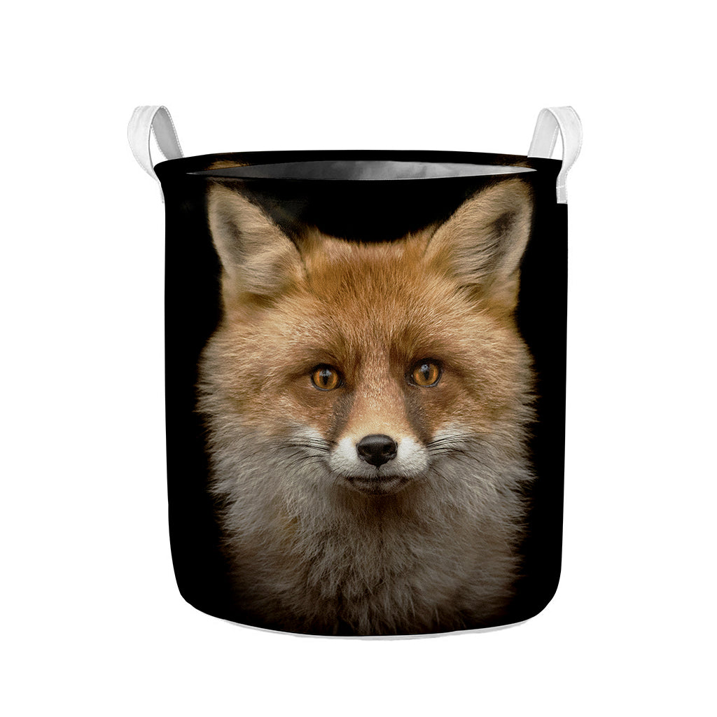 Fox Portrait Print Collapsible Laundry Basket