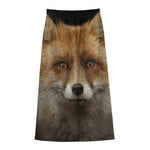 Fox Portrait Print Cotton Front Slit Maxi Skirt