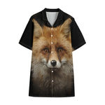 Fox Portrait Print Cotton Hawaiian Shirt