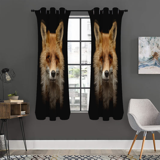Fox Portrait Print Curtain