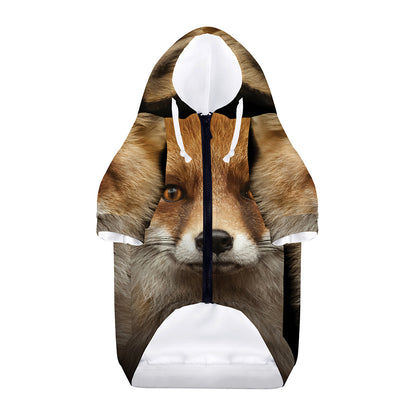 Fox Portrait Print Dog Zip Up Hoodie