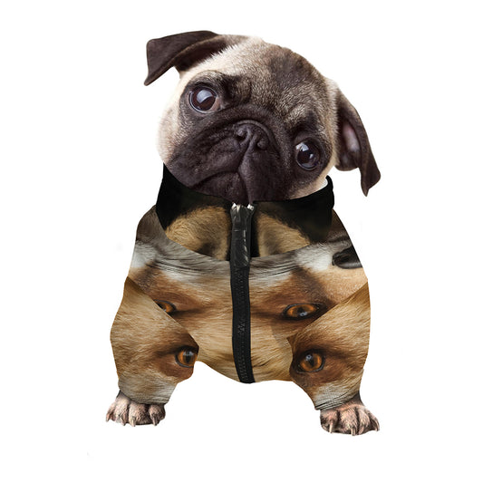Fox Portrait Print Dog Zip Up Jacket