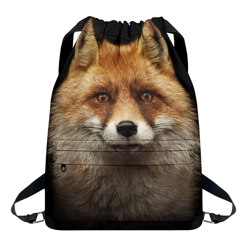 Fox Portrait Print Drawstring Backpack