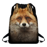 Fox Portrait Print Drawstring Backpack