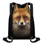Fox Portrait Print Drawstring Backpack