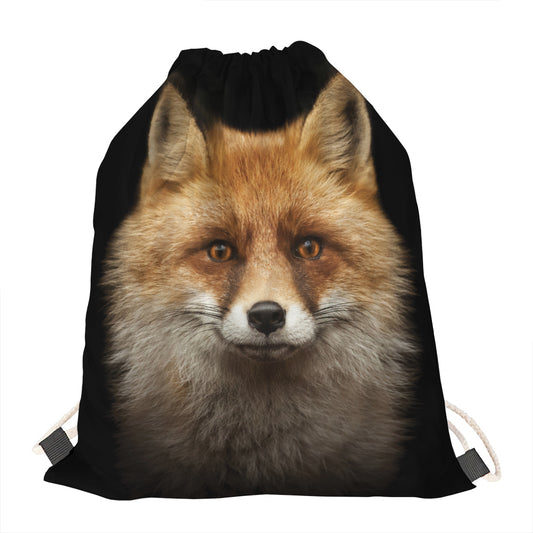 Fox Portrait Print Drawstring Bag