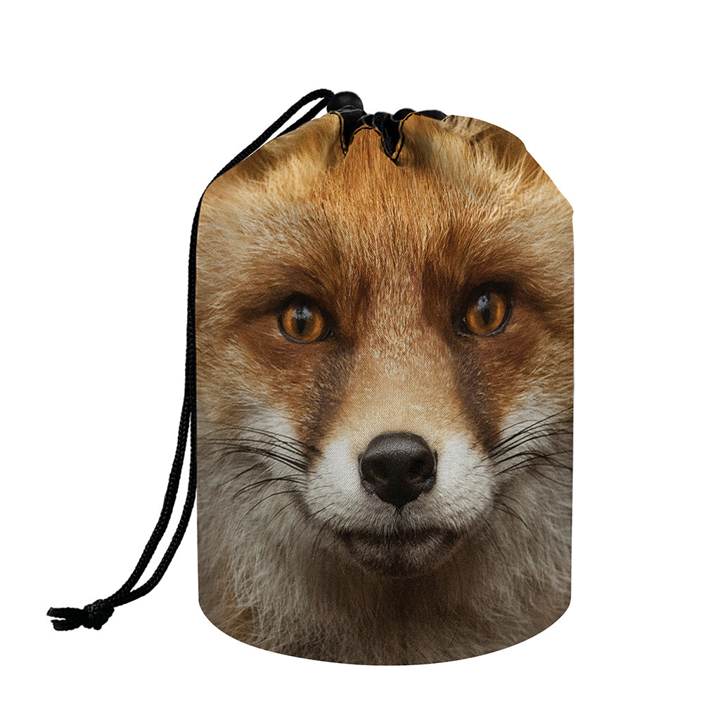 Fox Portrait Print Drawstring Makeup Bag