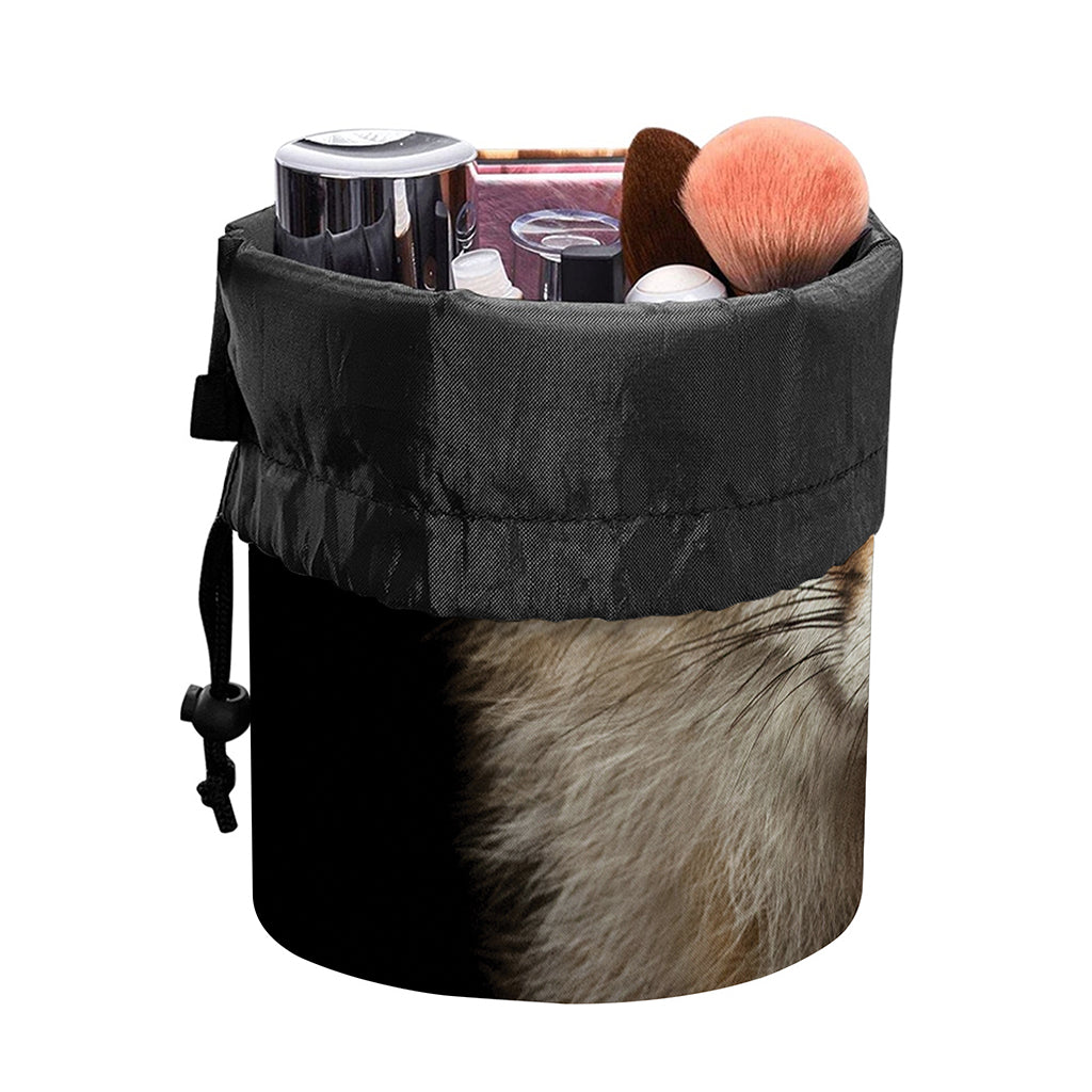 Fox Portrait Print Drawstring Makeup Bag