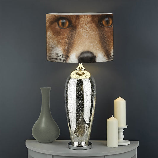 Fox Portrait Print Drum Lamp Shade