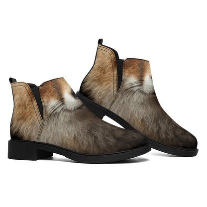 Fox Portrait Print Flat Ankle Boots