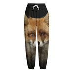 Fox Portrait Print Fleece Lined Knit Pants